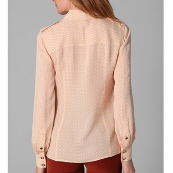Tory Burch Ferguson 100% Silk Pink & Cream Patterned Blouse Top • Size 2 🔴 - Picture 2 of 5